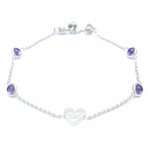 GUCCI Silver Amethyst Heart Charm Bracelet